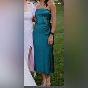 Zara Teal Strapless Midi Dress